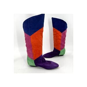1980s Over The Knee Suede Boots by Passports- Low Heel- Comfortable 7.5- OTK